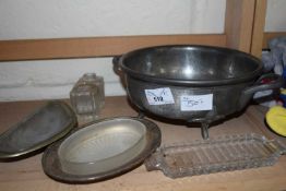 Early 20th Century hammered pewter dish and other items