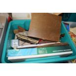 Box containing a quantity of painting materials, small wooden box with brushes etc