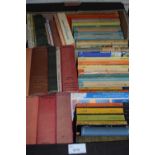 Box of books, hardback novels and Penguins