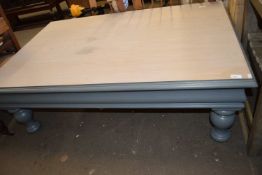 Grey painted coffee table, 142cm long, 92cm wide
