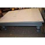 Grey painted coffee table, 142cm long, 92cm wide