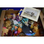 Box containing a quantity of mainly soft toys modelled as elephants