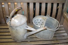 Galvanised watering can and mop bucket (2)