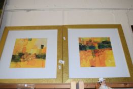 Pair of abstract prints in gilt frames