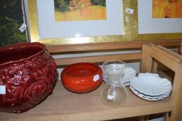 Bermantof style Art Nouveau red glazed jardiniere and other items