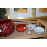 Bermantof style Art Nouveau red glazed jardiniere and other items