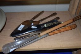Quantity of plated wares, carving knife, shoe horn etc