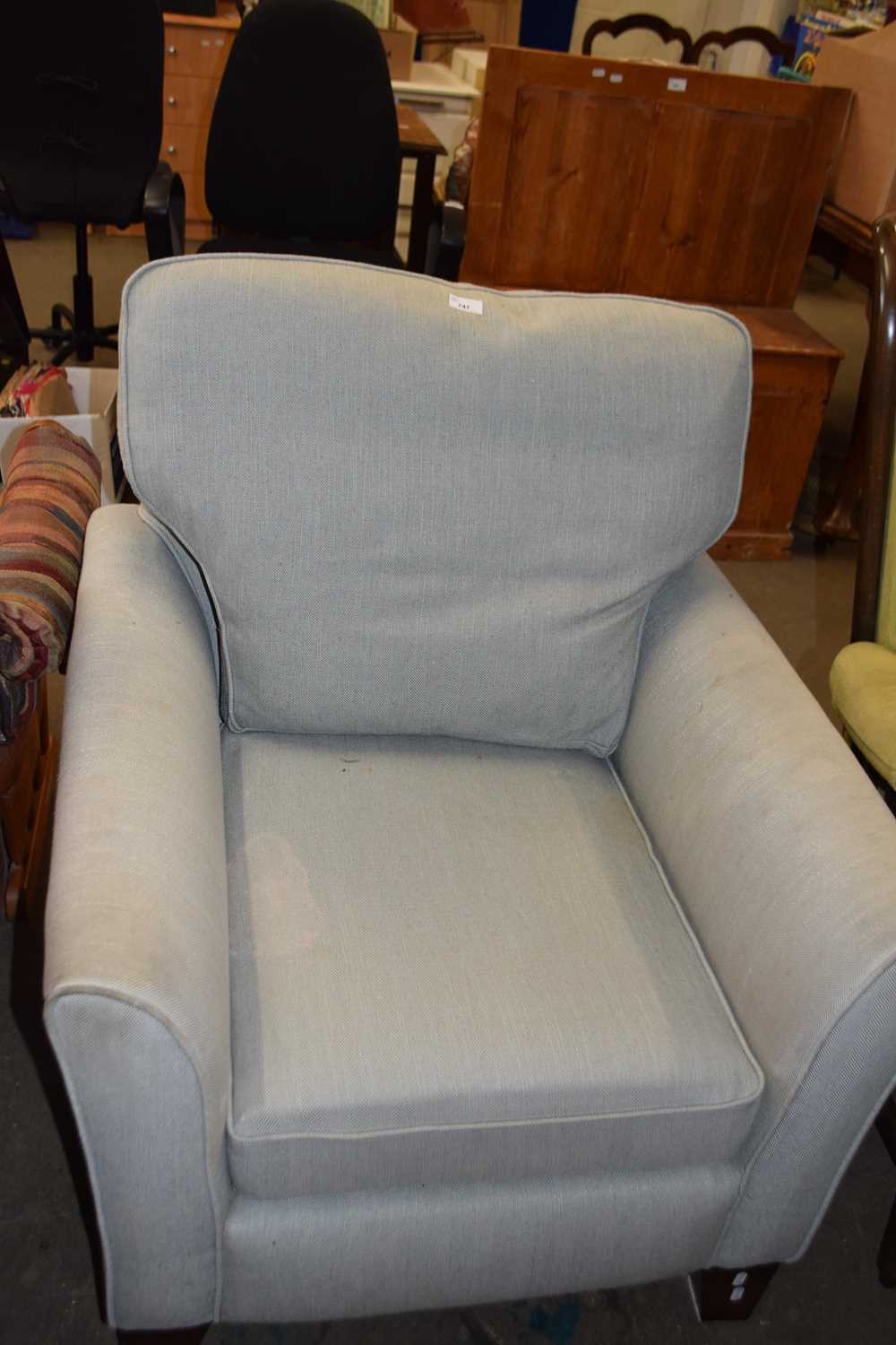 Sage green upholstered armchair