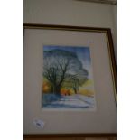 Print entitled Winter Sunset signed Martin Sexton in the mount