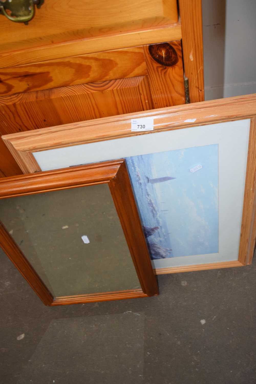 John McGhie reproduction print together with a pine framed wall mirror