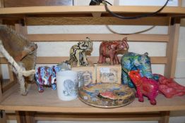 Group of ceramic elephants, elephant mug, other examples etc