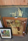 Pair of prints by Peter Welton together with two other pictures