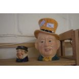 Royal Doulton small character jug of Captain Cuttle together with a further character jug