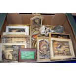 Quantity of carved Dickens figures and other items including a small box entitled The Royal Garrison