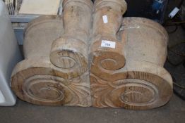 A pair of large carved pine corbels (attached)