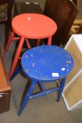 Two painted kitchen stools