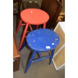 Two painted kitchen stools