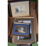 Box of assorted pictures