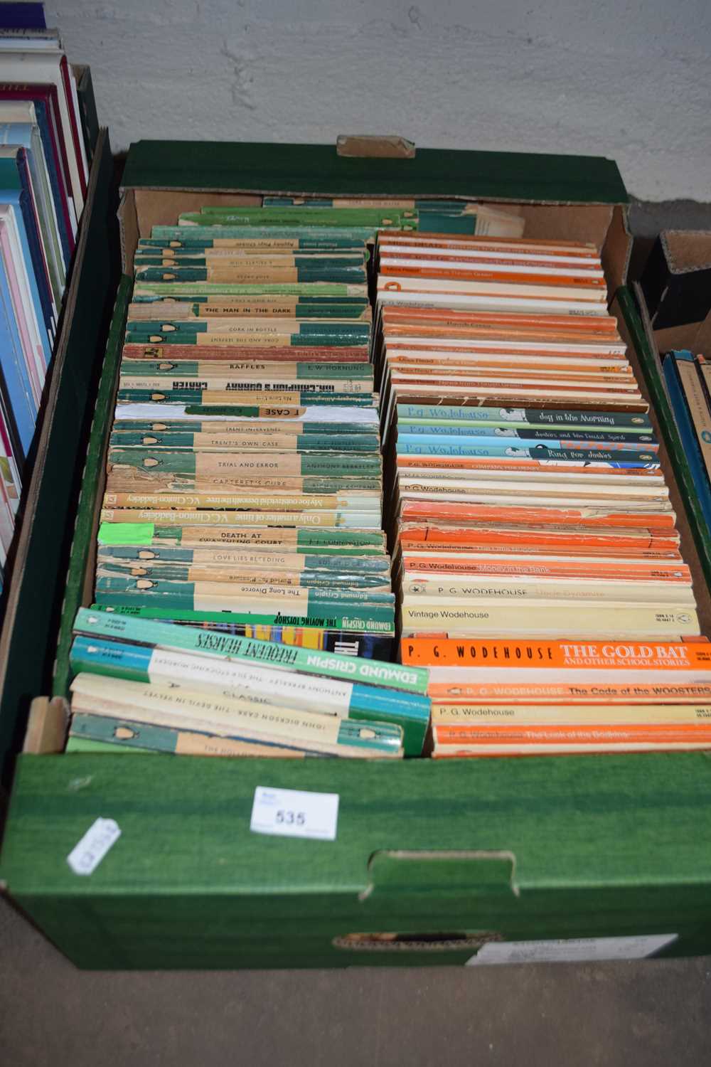 Box containing a quantity of early paperbacks, mainly novels, published by Penguin