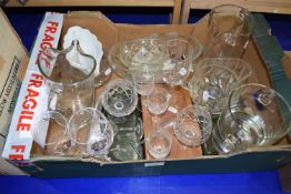 Quantity of glass ware, brandy glasses, three water jugs etc