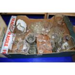 Quantity of glass ware, brandy glasses, three water jugs etc