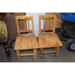 Pair of small child's wooden chairs