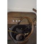 Coal bucket, metal toolbox and other items