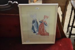 Study of two dancing figures in period costume, indistinctly signed and dated 1961, framed and