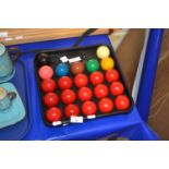 Set of modern snooker balls