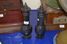 Pair of 20th Century polished hardstone baluster candlesticks or vases