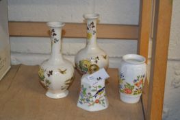 Mixed Lot: Pair of small Masons vases, Aynsley bell and a small Aynsley vase (4)