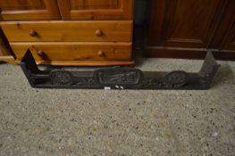 Robert Burns Interest: A cast iron fire fender with a central panel marked 'Burns on the Plough',