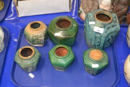 Mixed Lot: Six various Chinese green and turquoise glazed ginger jars