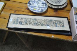 Group of three Chinese needlework Mandarin Cuff type pictures, framed and glazed, frames approx 60cm