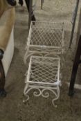 Two painted wire work plant stands
