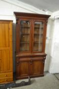 Victorian mahogany bookcase cabinet with glazed top section and drawer and cupboard base, 103cm