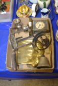 Mixed Lot: Small mantel clock, trivet, servants bell etc