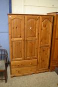 Modern pine triple door wardrobe, 125cm wide