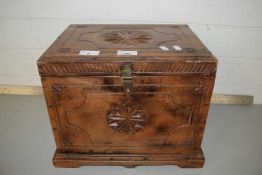 20th Century hardwood storage box with star carved decoration