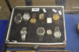 Case of various assorted wristwatches