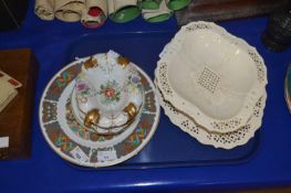 Mixed Lot: Cream ware dishes, continental floral encrusted bowls and other items