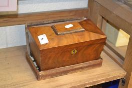 Small 19th Century mahogany veneered sarcophagus formed tea caddy together with bone mounted