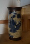 Chinese crackle glazed cylinder vase, 20cm high