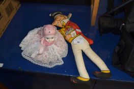 Sunny Jim Force Wheat Flakes advertising toy together with a pot pourri filled doll