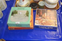 Three boxed glass serving dishes