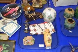 Mixed Lot: Modern Chinese figure, opaque glass light shade and various other items