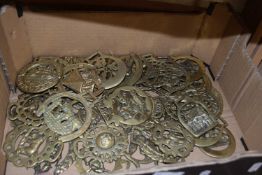 Box of assorted horse brasses