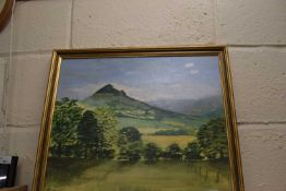 Oil on board landscape scene title Verso of Skirrid, Herefordshire by Tony Gomme