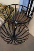 Two tier black painted iron plant stand