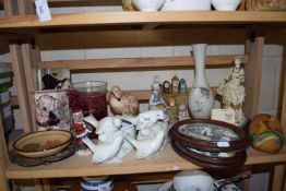 Mixed Lot: Pair of twin dove dishes, vases, figurines and other items